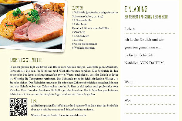 Citycard zur Regionalkampagne vondaheimBW Citycard zur Regionalkampagne vondaheimBW
